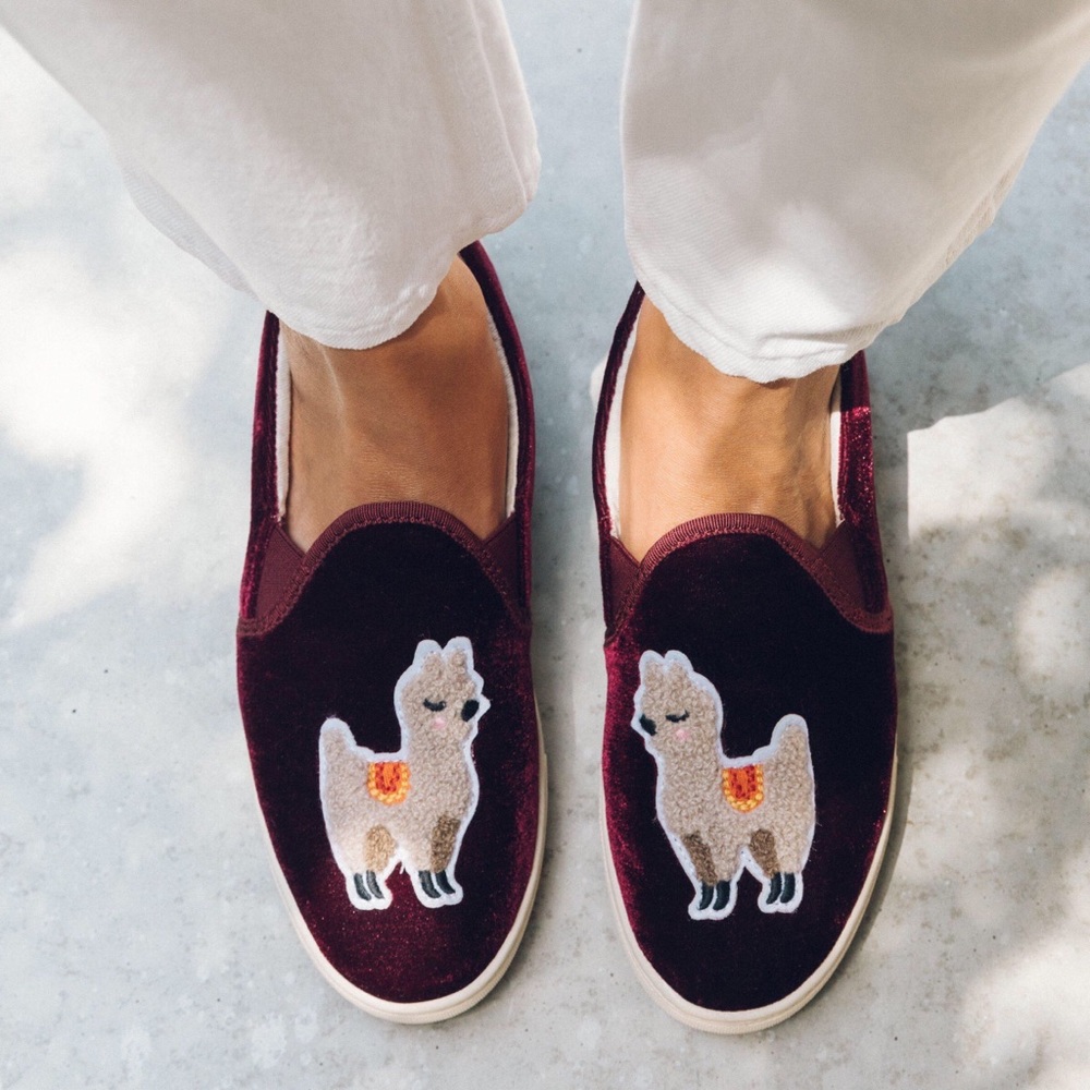 Soludos Velvet Llama Sneaker Slides Size 7